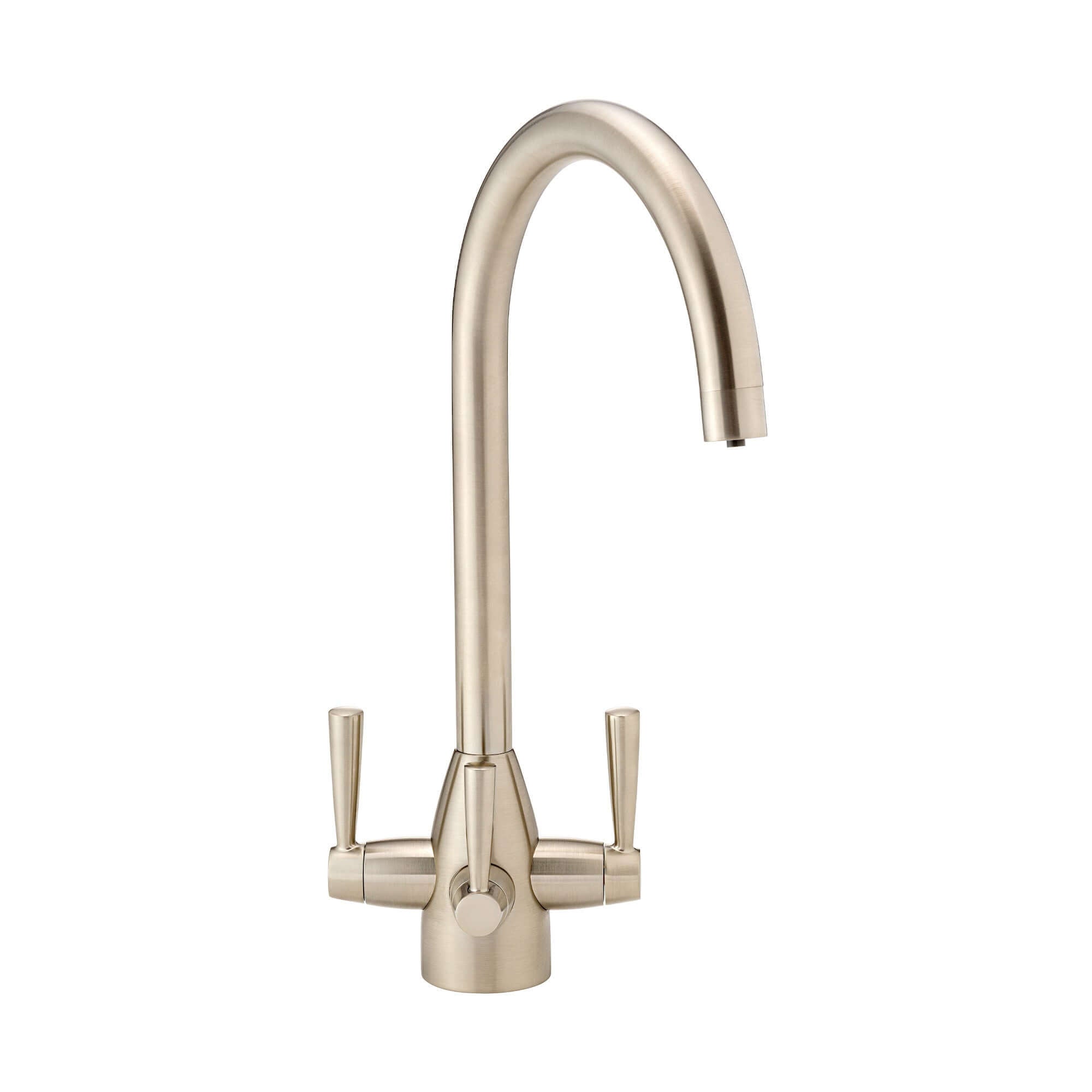 Icon modern filter tap with twin levers - brushed nickel