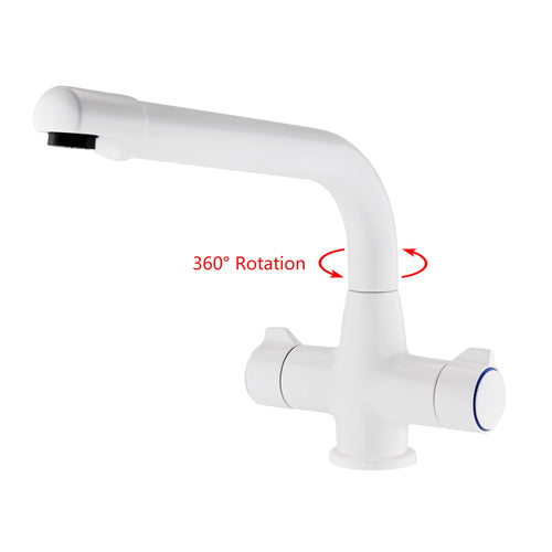 Alpha dual flow kitchen sink tap twin lever - white