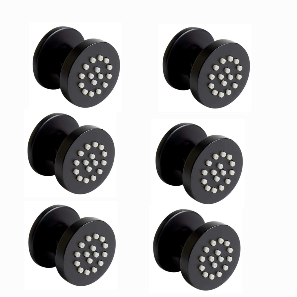 6 x round shower body jets - matt black