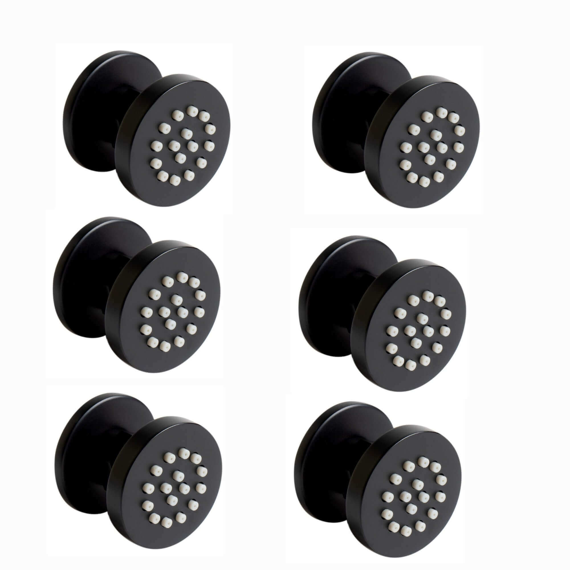 6 x round shower body jets - matt black