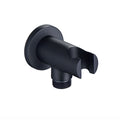 Round shower outlet elbow with holder for handheld shower head - matt black