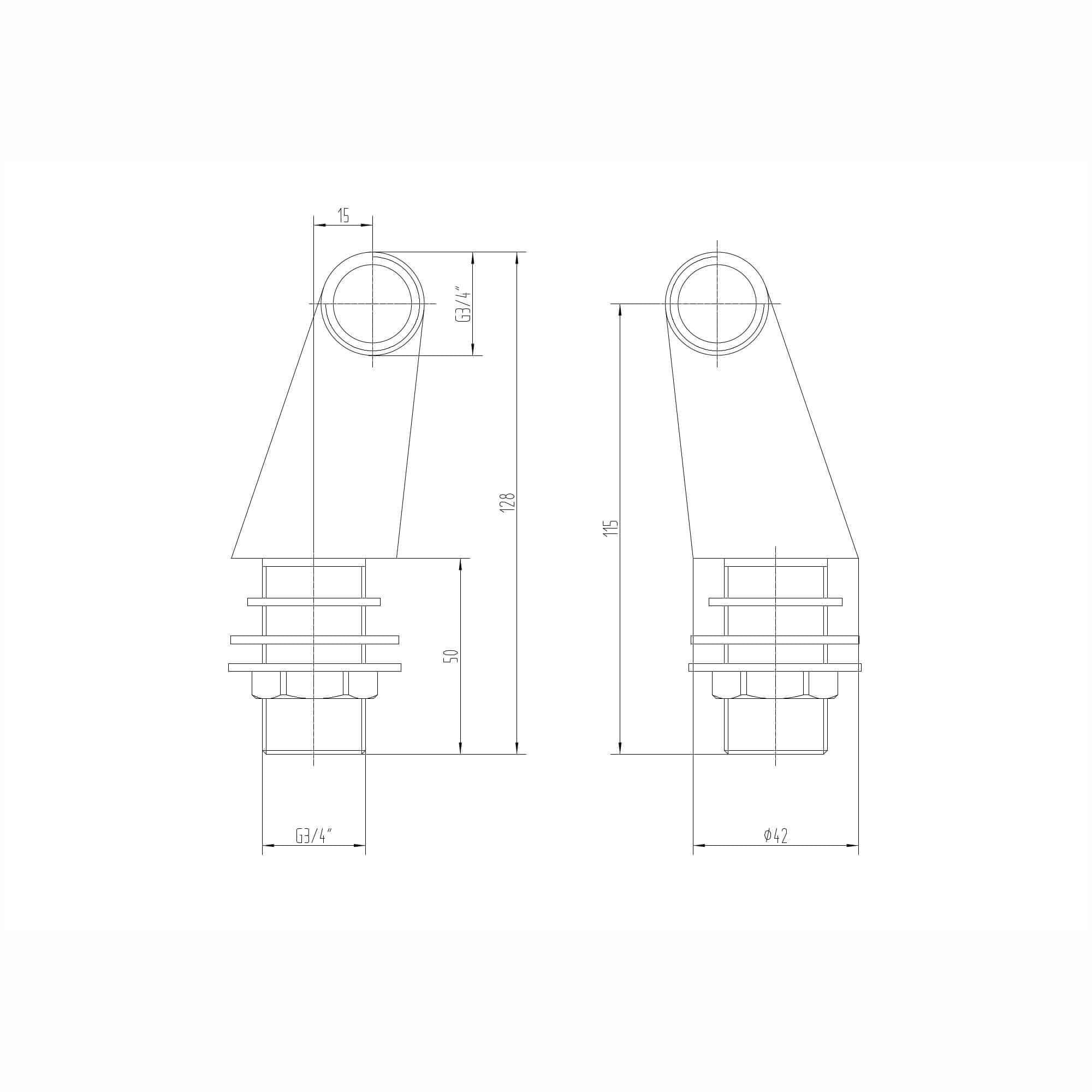 Pair of standard bath tap legs for deck mounting - chrome