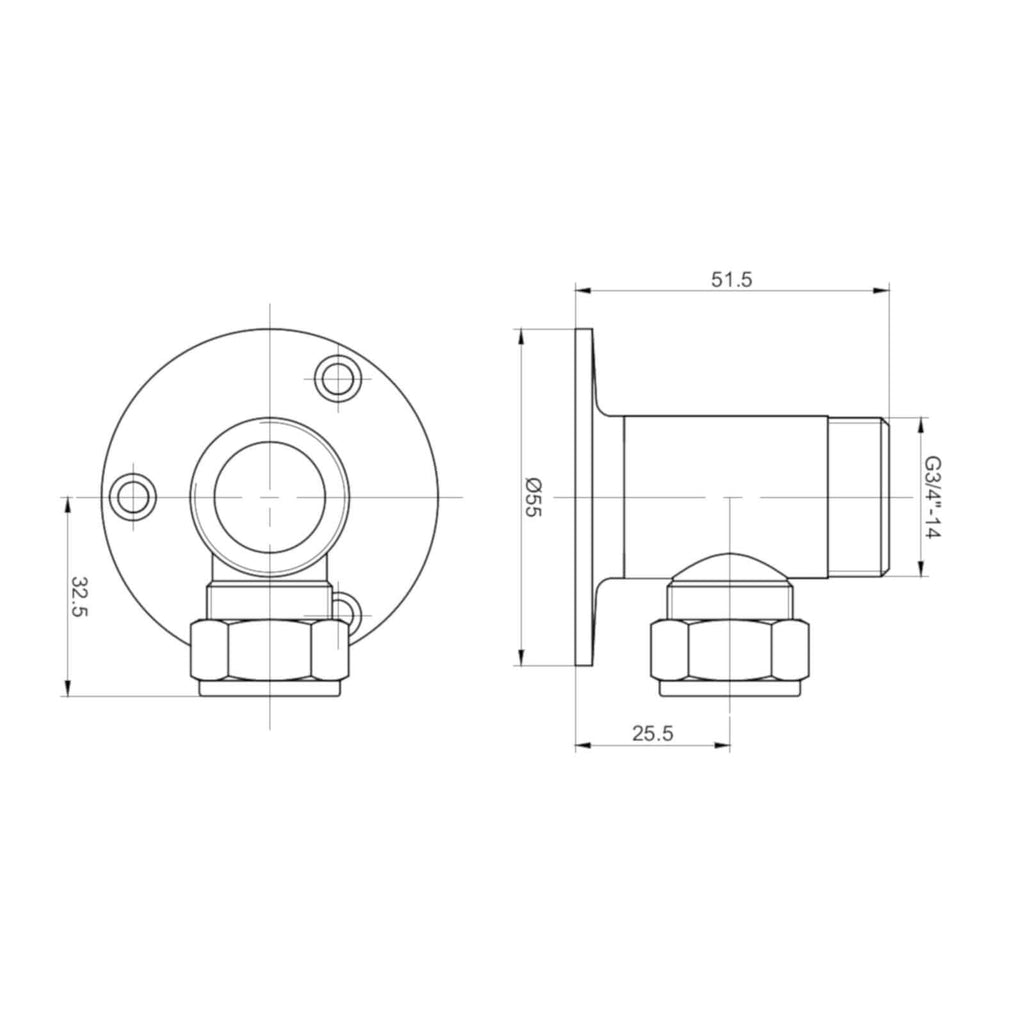 Surface mounted pipework fittings - chrome