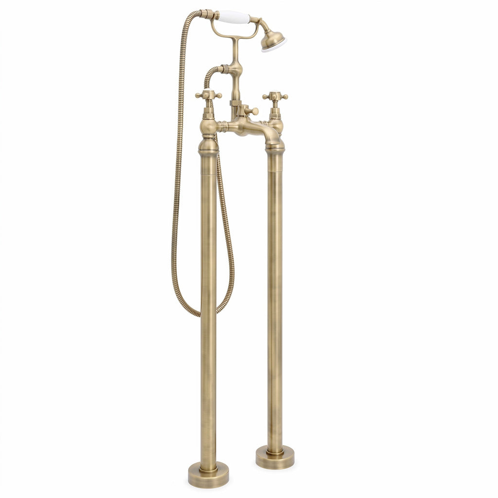 Bath mixer tap standpipes - antique brass