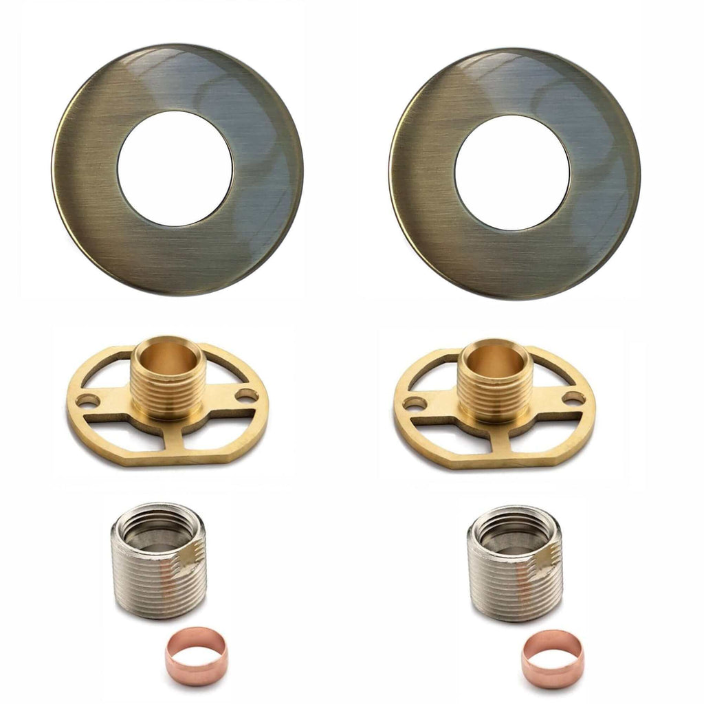 Round easy fix kit bracket for bar shower valves - antique brass