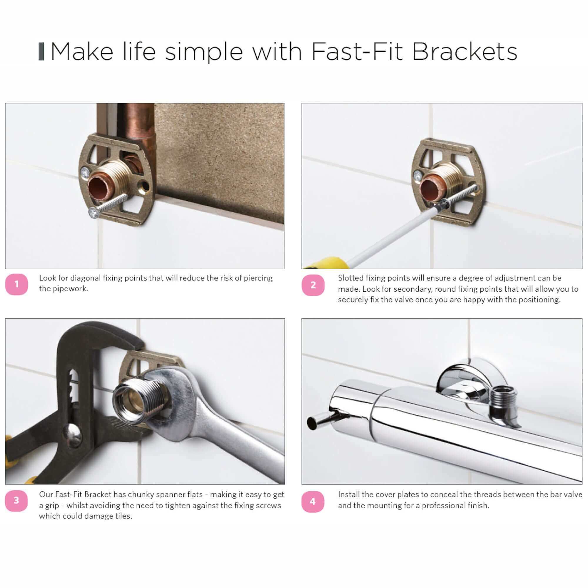 Round easy fix kit bracket for bar shower valves - antique brass