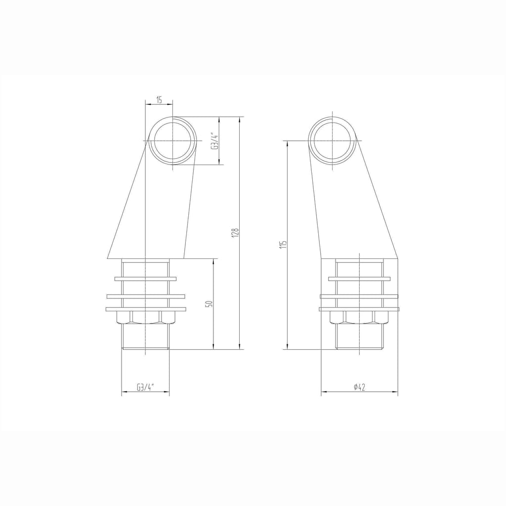 Pair of traditional bath tap legs for deck mounting - antique brass