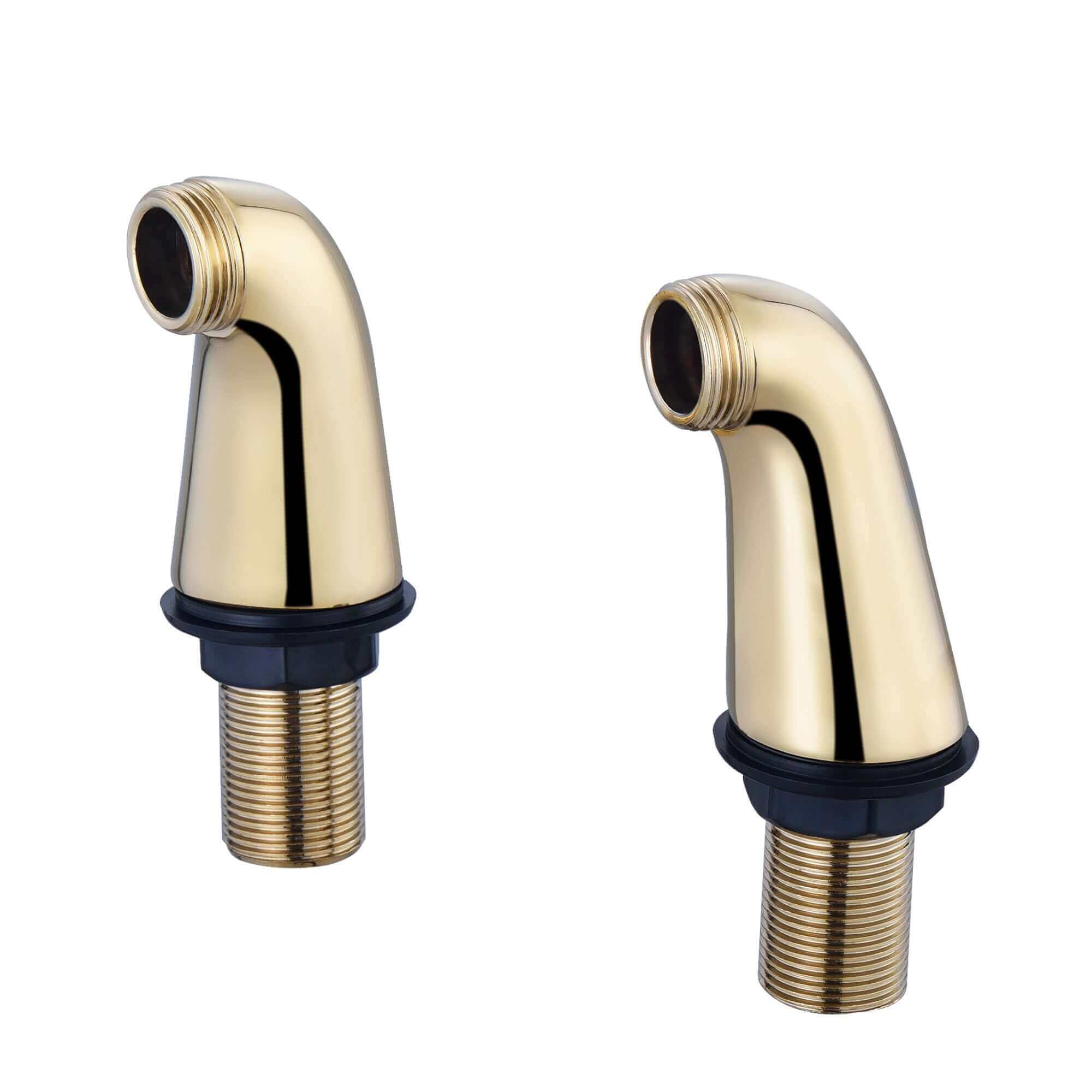 Pair of standard bath tap legs for deck mounting - gold