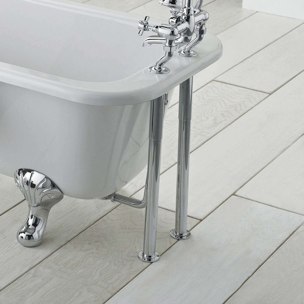 Traditional standpipes with adjustable shrouds for roll top bath (conceals water supply pipes) - chrome