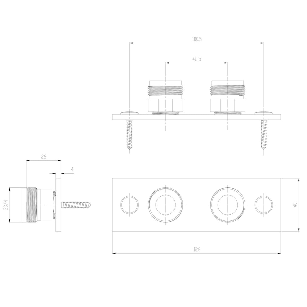 Easy fix wall plate for exposed mini thermostatic shower valves - chrome