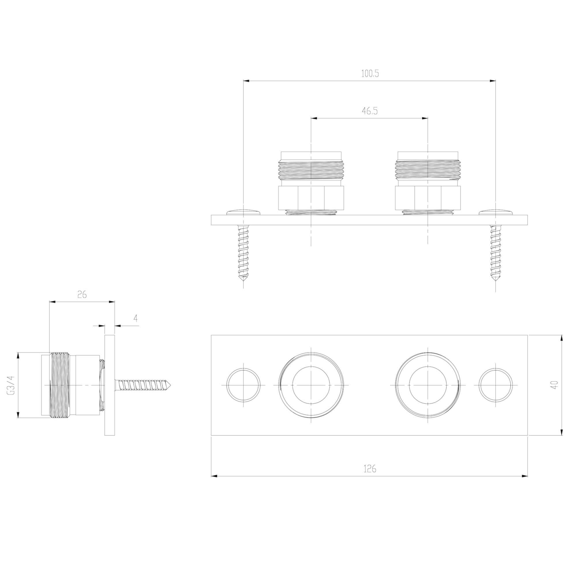 Easy fix wall plate for exposed mini thermostatic shower valves - chrome