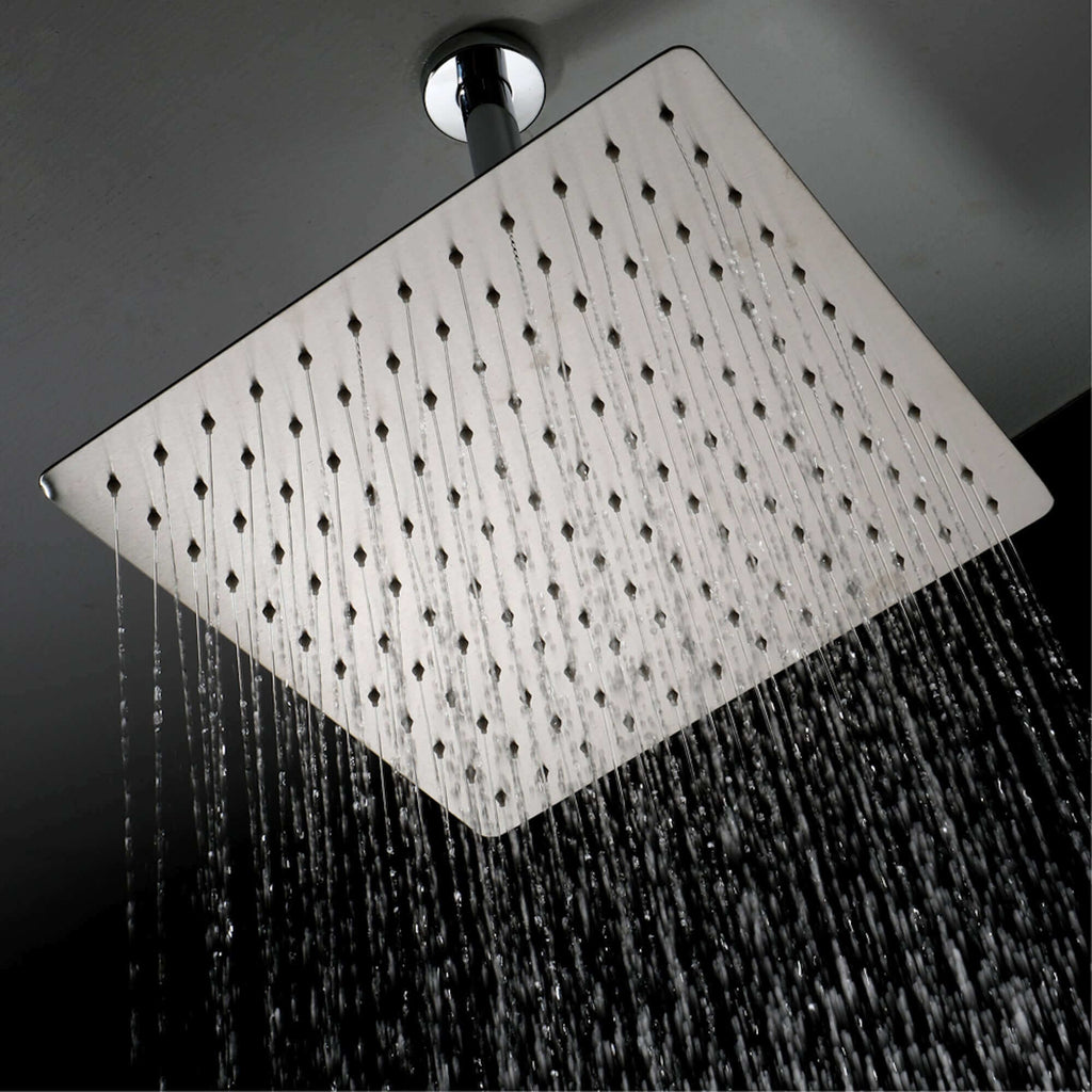 Square ultra slim shower head stainless steel 400mm - chrome