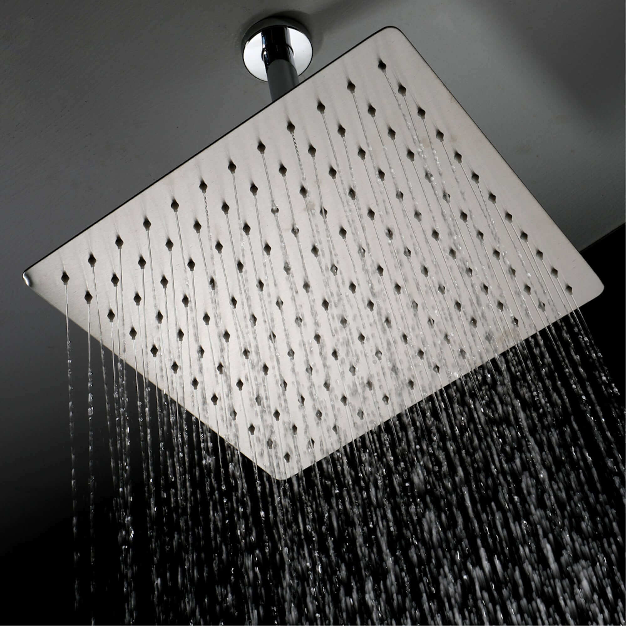 Square ultra slim shower head stainless steel 400mm - chrome