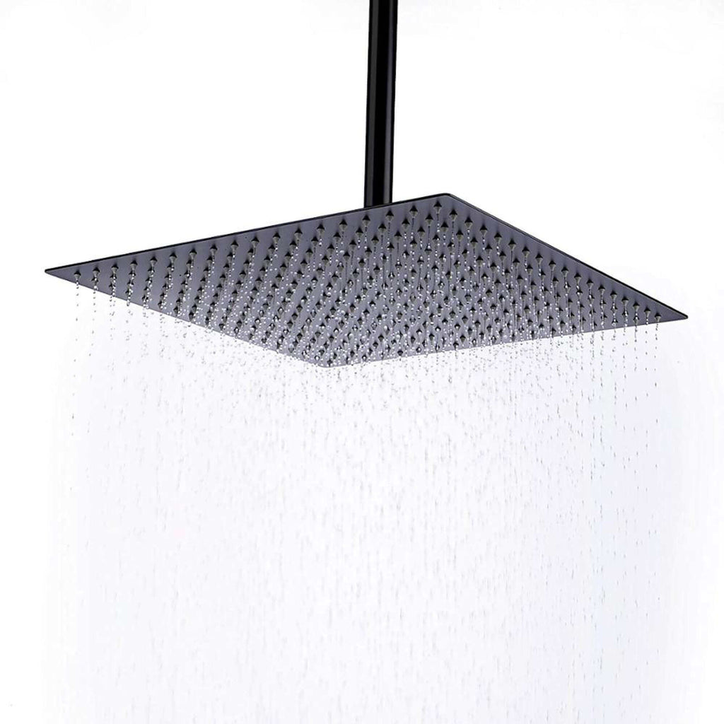 Square ultra slim shower head stainless steel 400mm - matt black