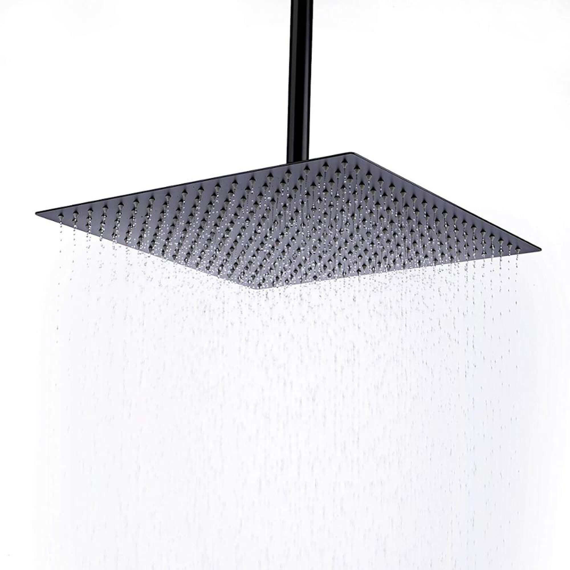 Square ultra slim shower head stainless steel 400mm - matt black