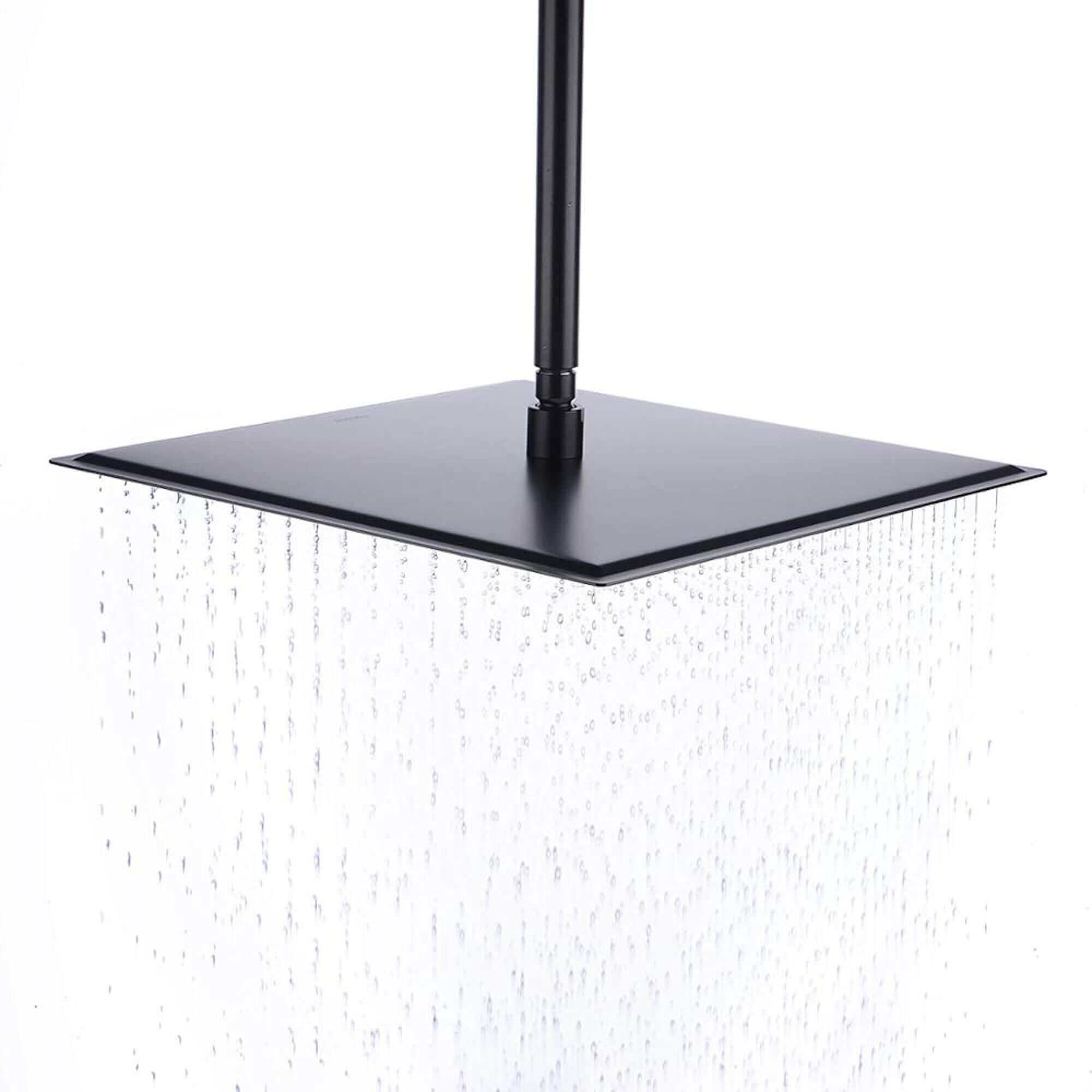 Square ultra slim shower head stainless steel 400mm - matt black