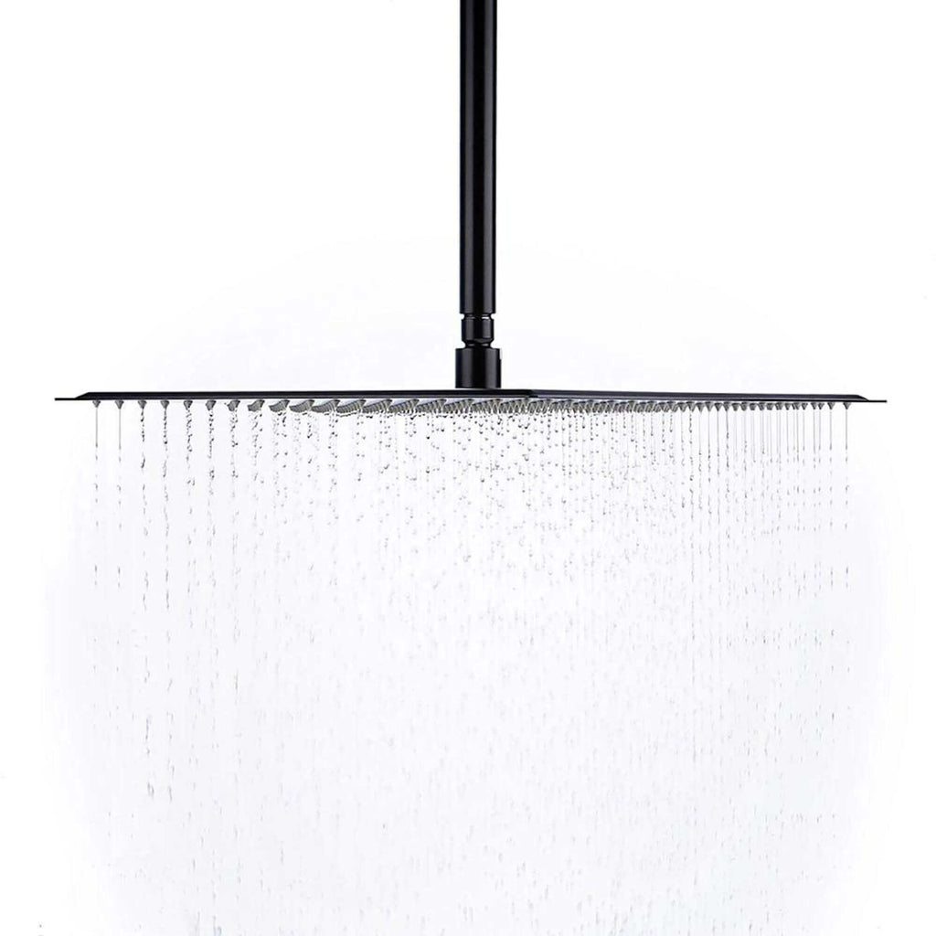 Square ultra slim shower head stainless steel 400mm - matt black