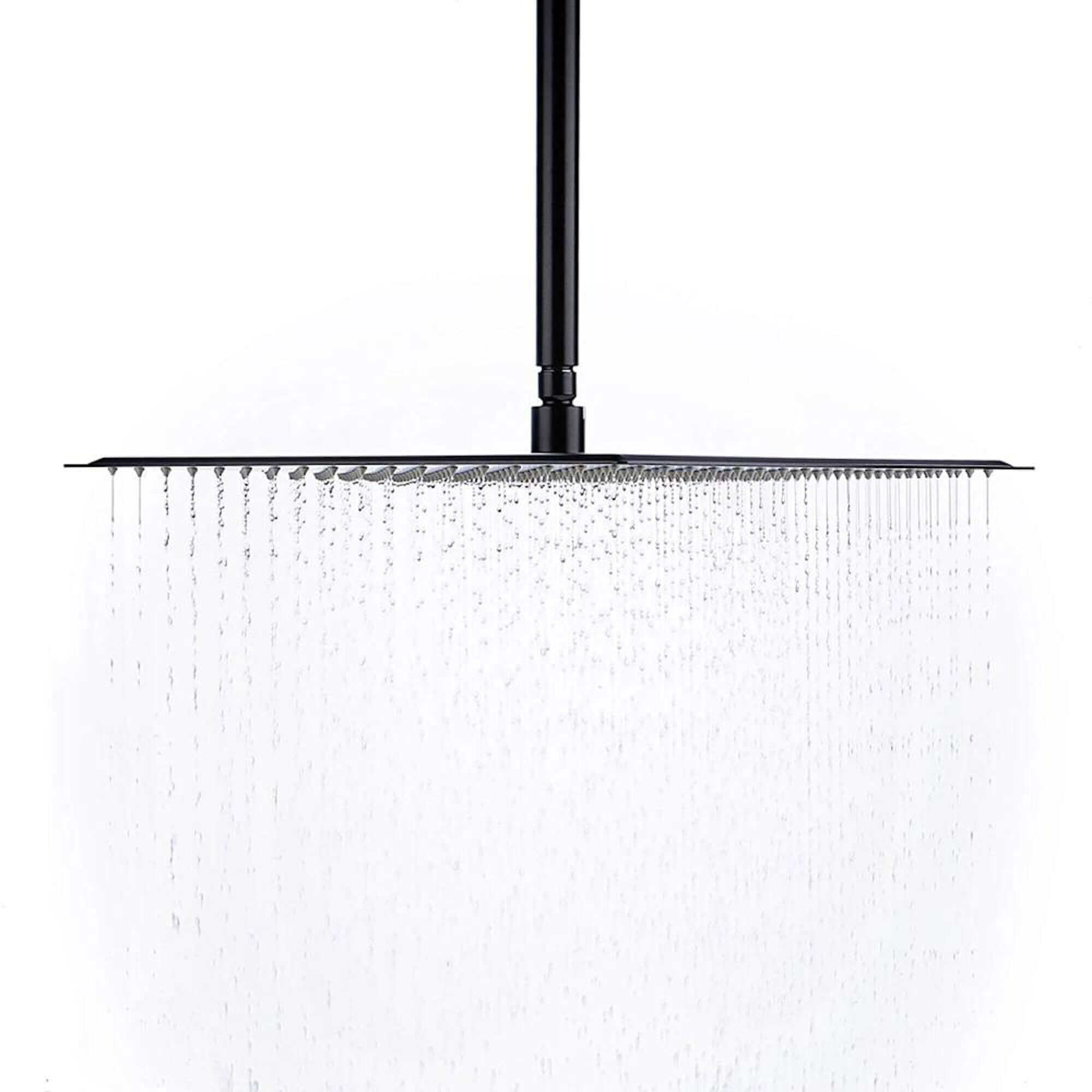 Square ultra slim shower head stainless steel 400mm - matt black