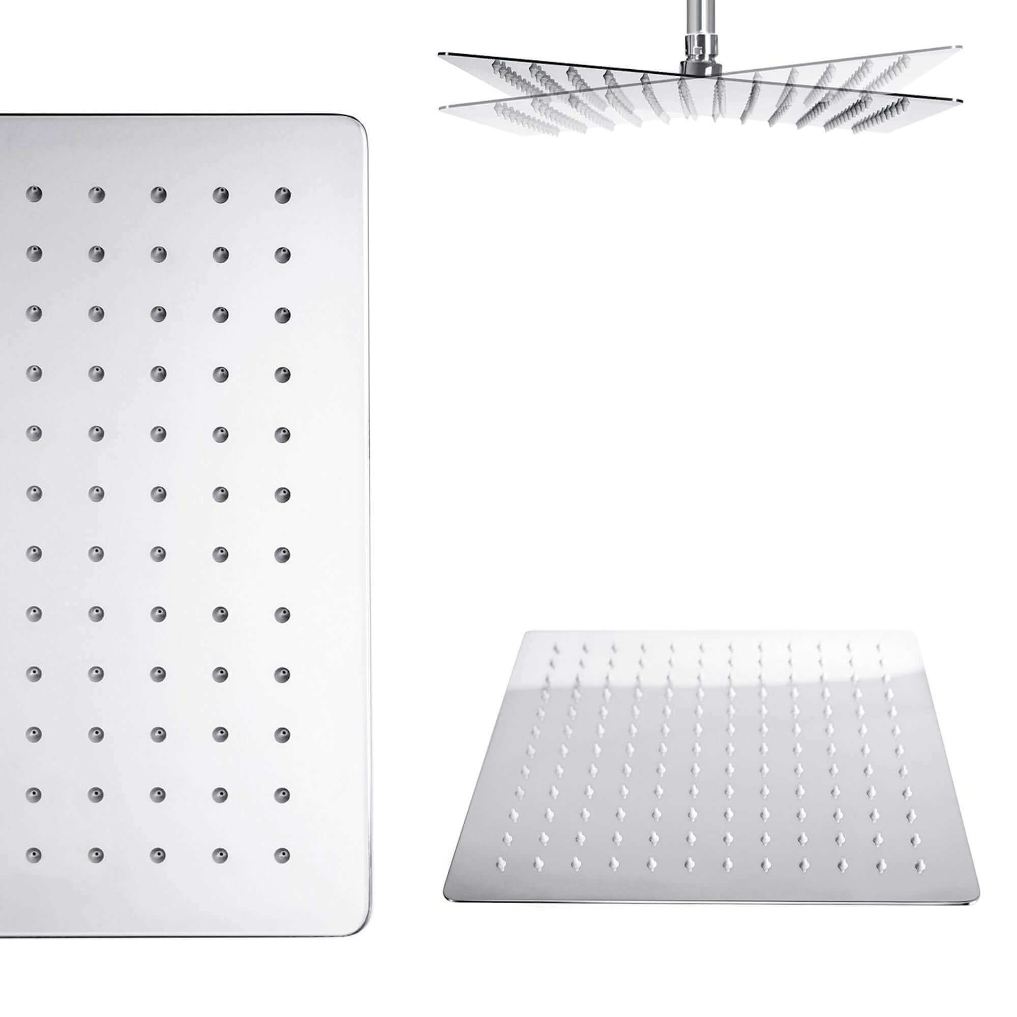 Square ultra slim shower head stainless steel 200mm - chrome