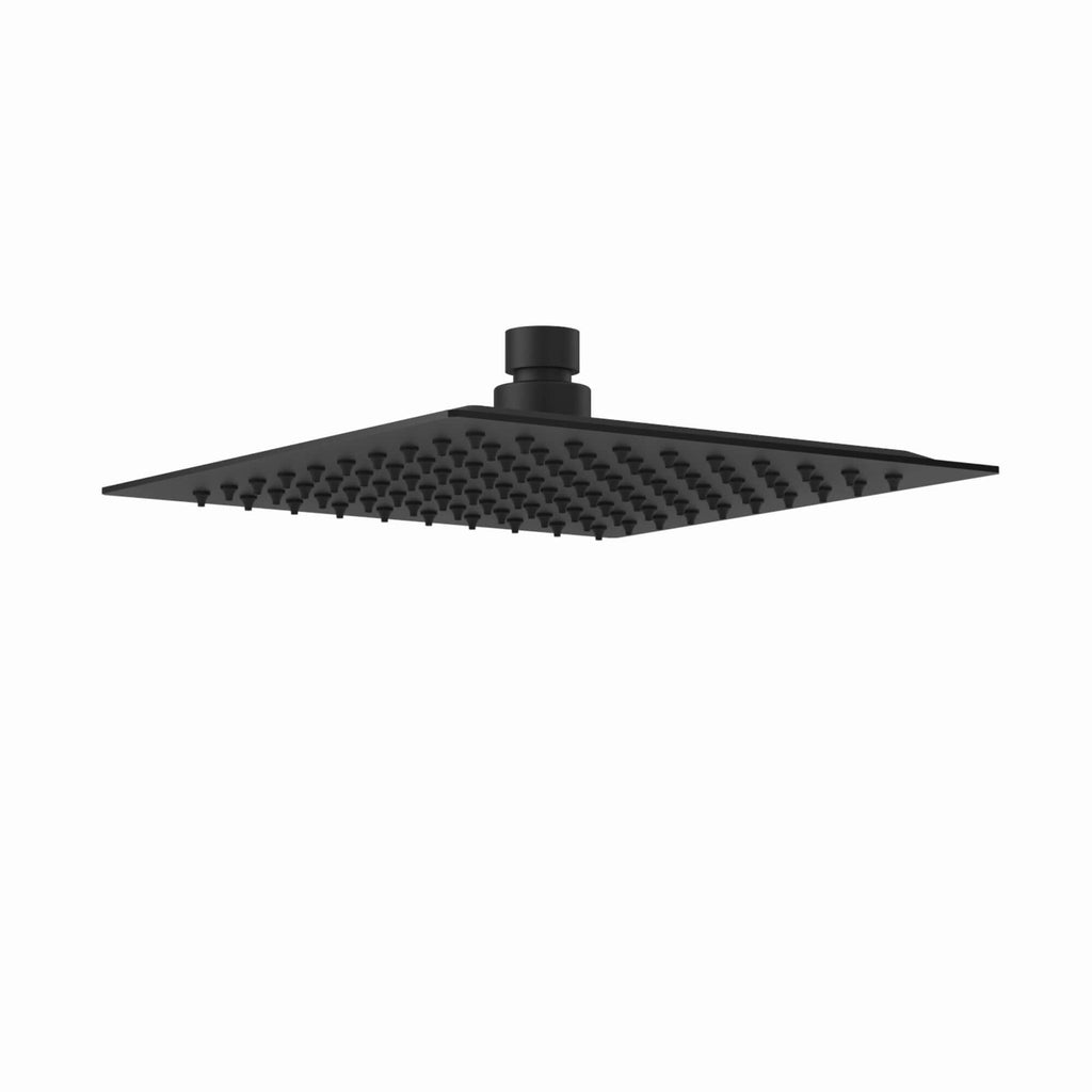 Square ultra slim shower head stainless steel 200mm - matt black
