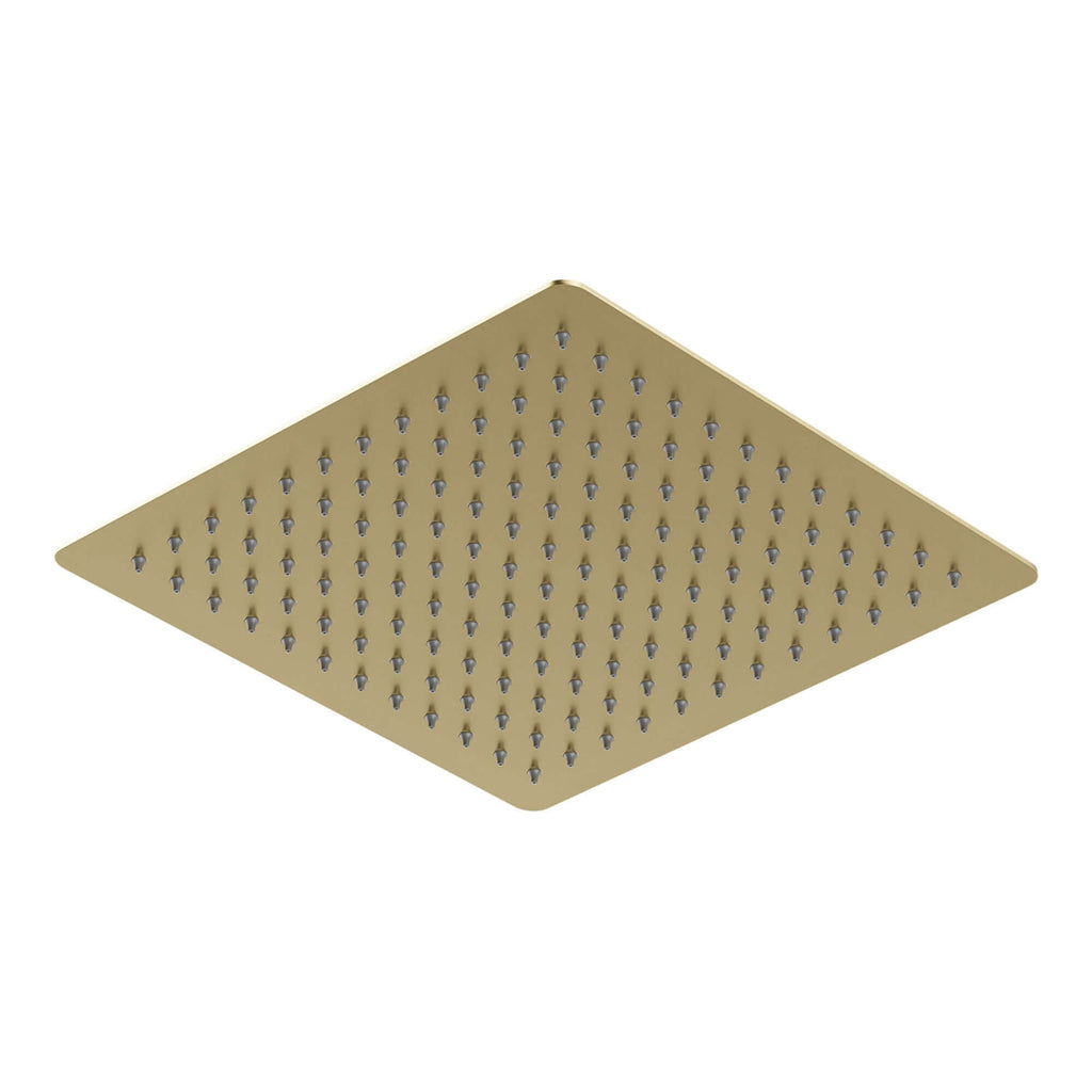 Square ultra slim shower head stainless steel 300mm - brushed brass