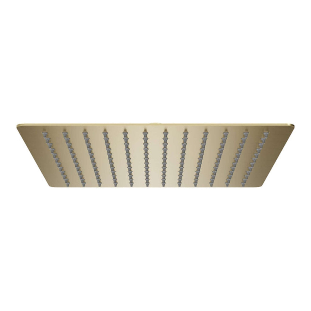 Square ultra slim shower head stainless steel 300mm - brushed brass