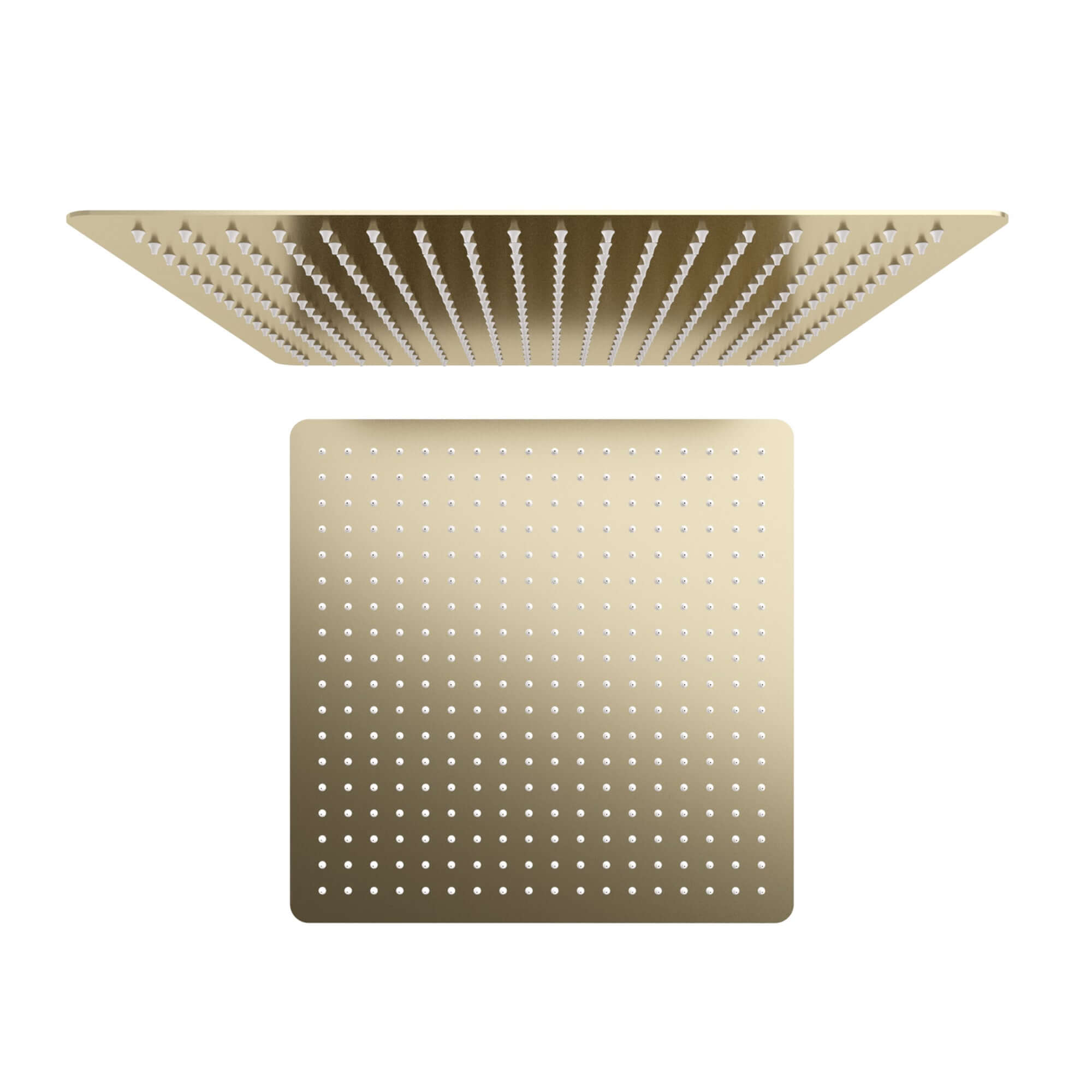 Square ultra slim shower head stainless steel 400mm - brushed brass