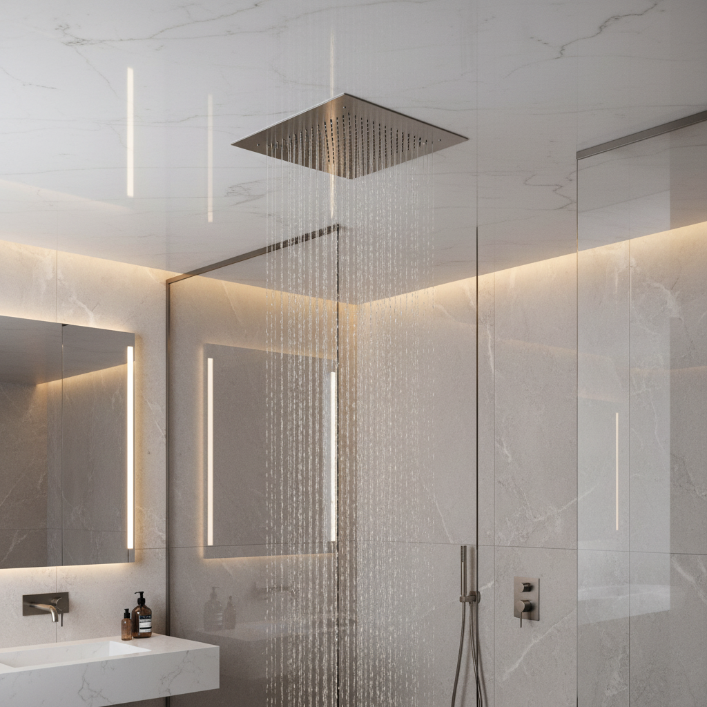 Square recessed 400mm shower head stainless steel - chrome