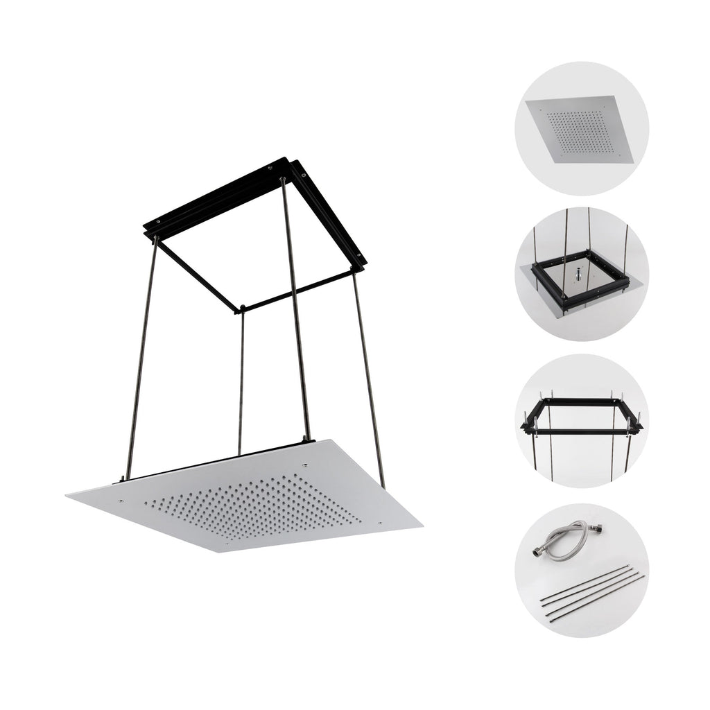 Square recessed 400mm shower head stainless steel - chrome