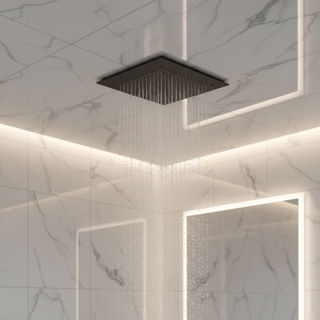 Square recessed 400mm shower head stainless steel - matt black