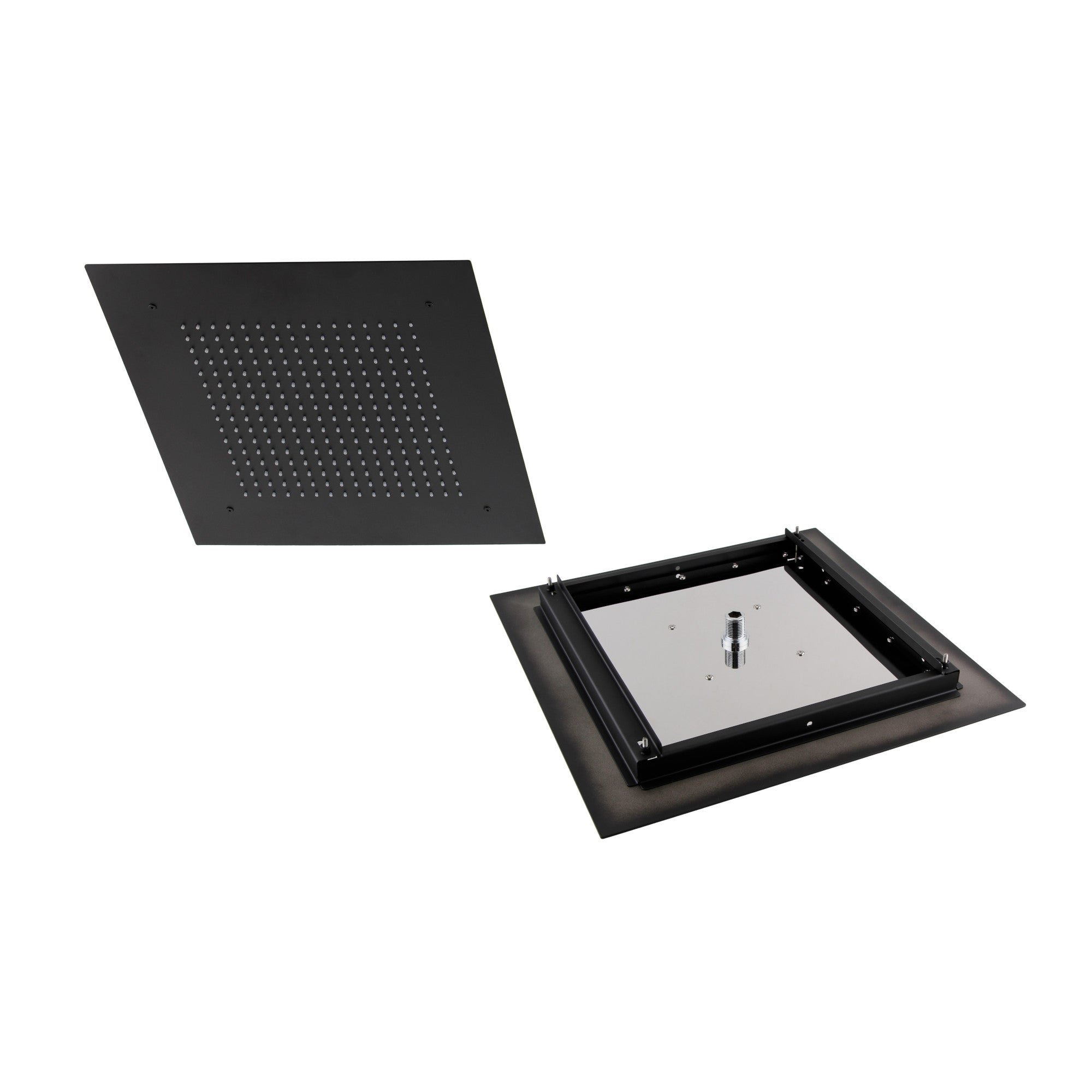 Square recessed 400mm shower head stainless steel - matt black