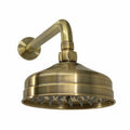 Traditional Wall Fixed Apron Brass Shower Head 6" With Shower Arm - Antique Brass