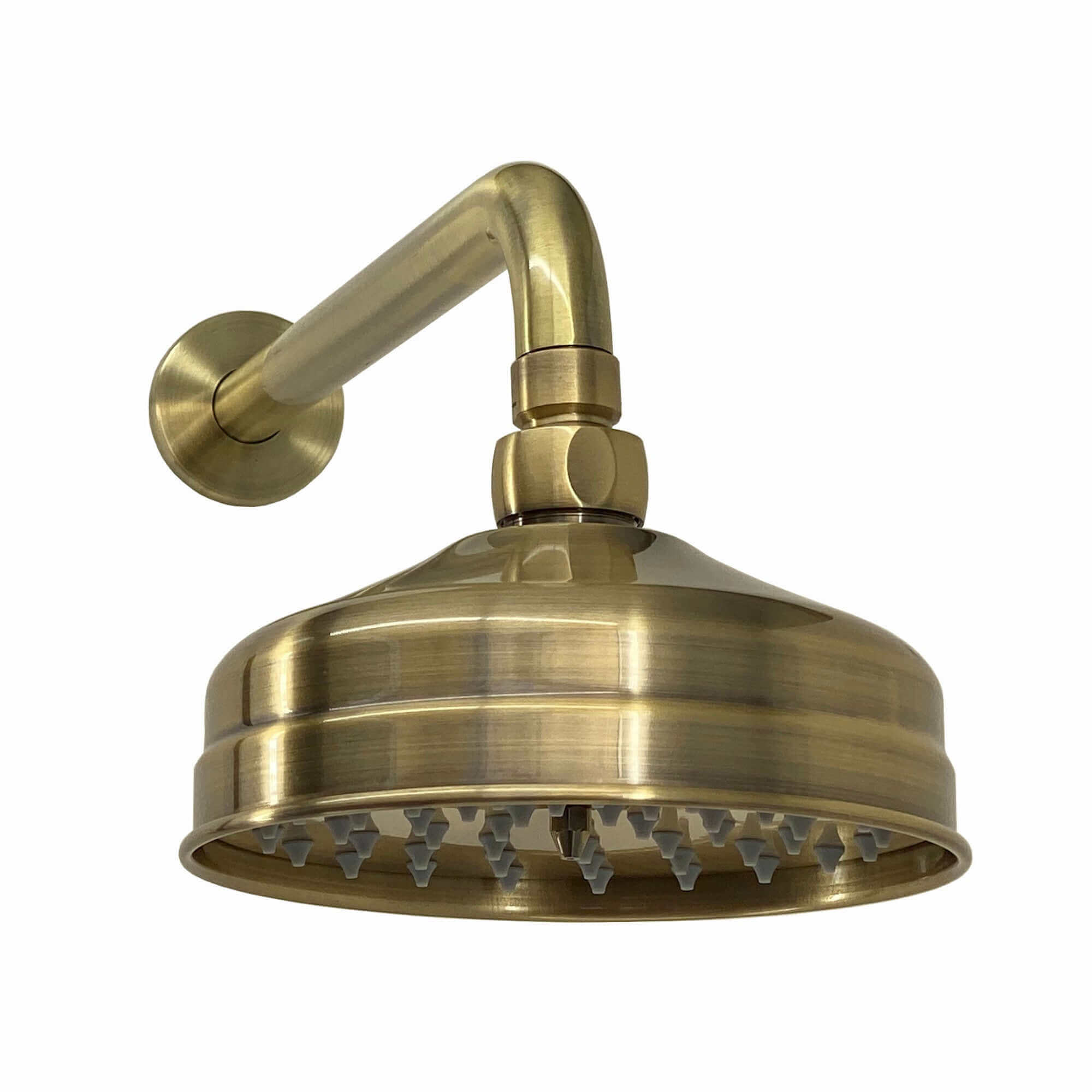 Traditional Wall Fixed Apron Brass Shower Head 6" With Shower Arm - Antique Brass
