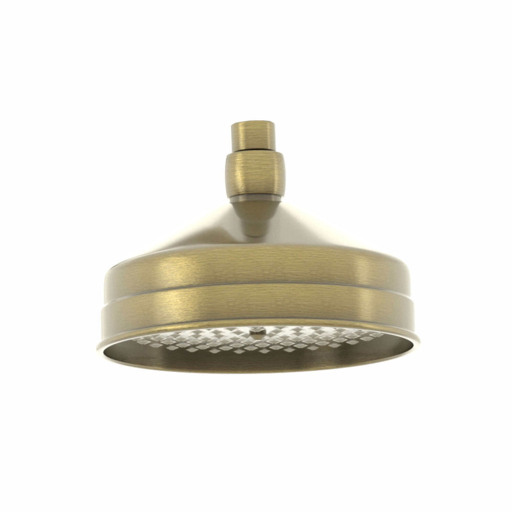 Traditional Wall Fixed Apron Brass Shower Head 6" With Shower Arm - Antique Brass