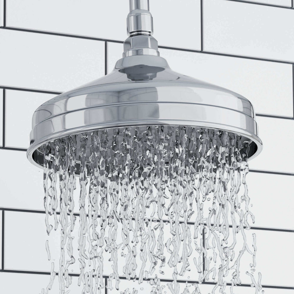 Traditional Ceiling Fixed Apron Brass Shower Head 8" With 180mm Ceiling Shower Arm - Chrome