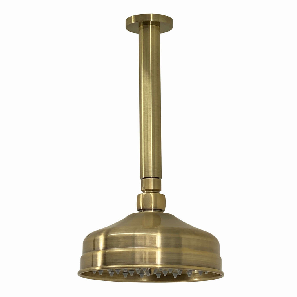 Traditional Ceiling Fixed Apron Brass Shower Head 6" With 180mm Ceiling Shower Arm - Antique Brass