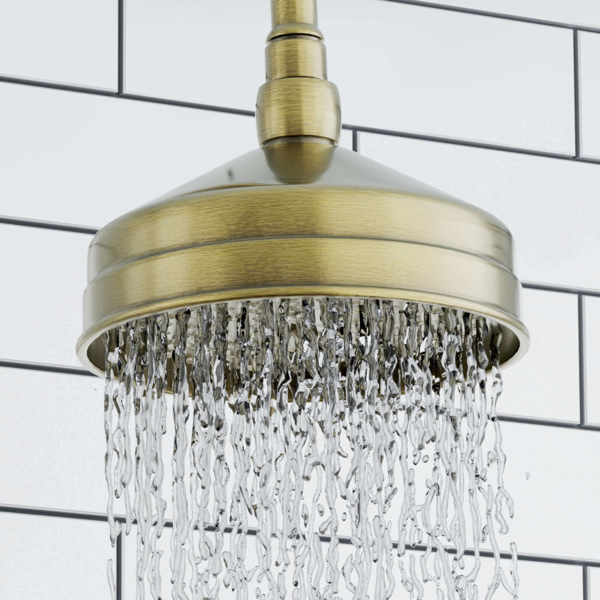 Traditional Ceiling Fixed Apron Brass Shower Head 6" With 180mm Ceiling Shower Arm - Antique Brass
