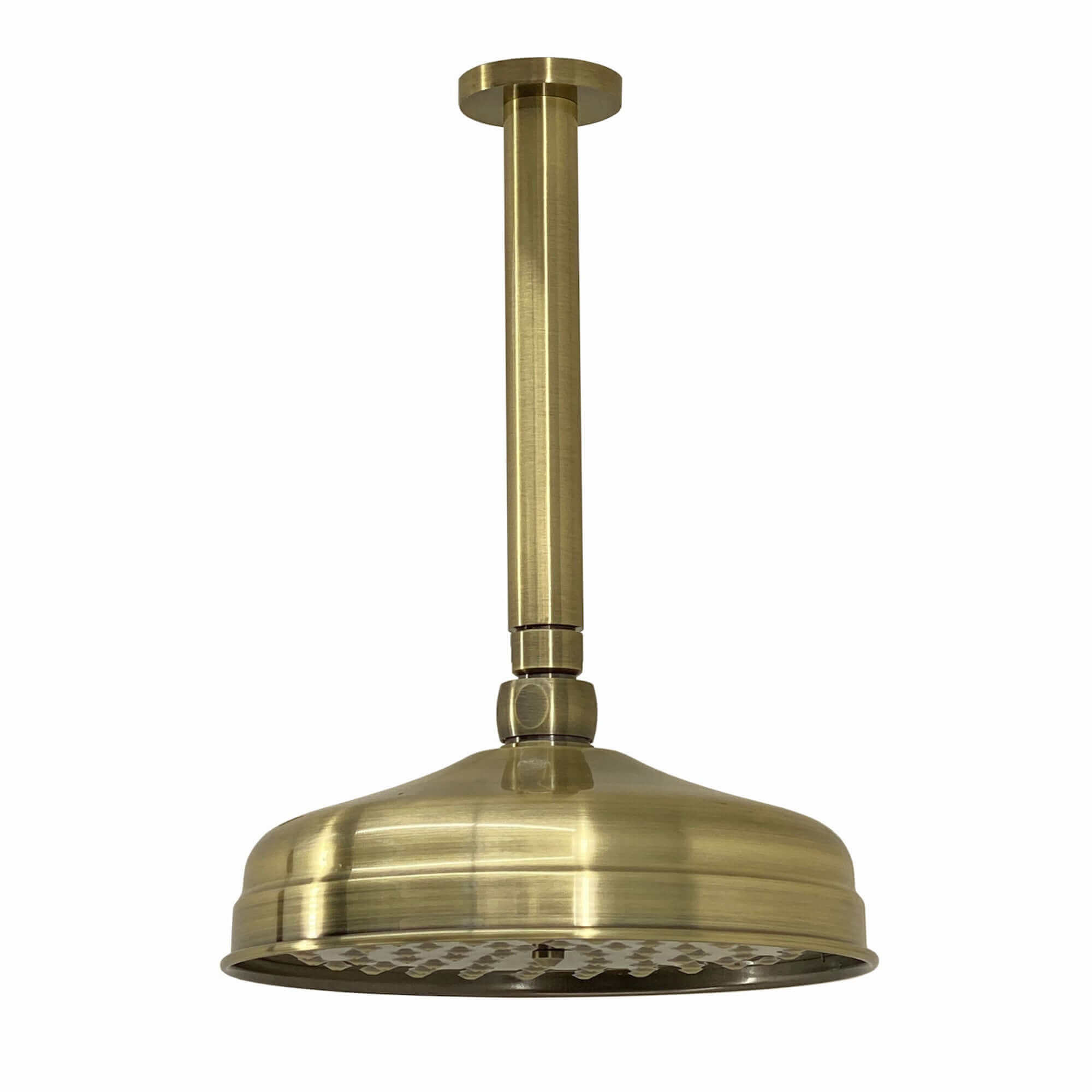 Traditional Ceiling Fixed Apron Brass Shower Head 8" With 180mm Ceiling Shower Arm - Antique Brass