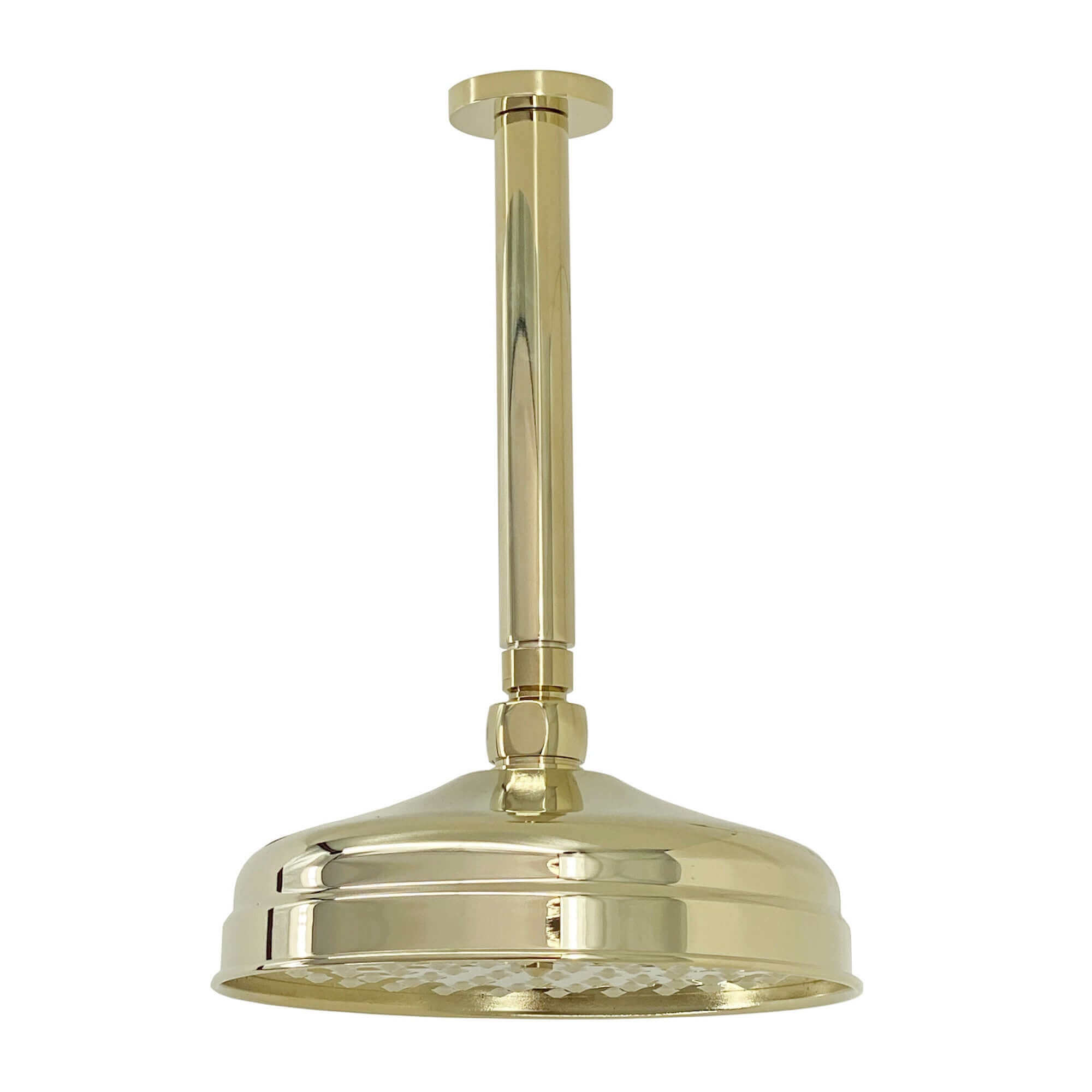 Traditional Ceiling Fixed Apron Brass Shower Head 8" With 180mm Ceiling Shower Arm - Gold