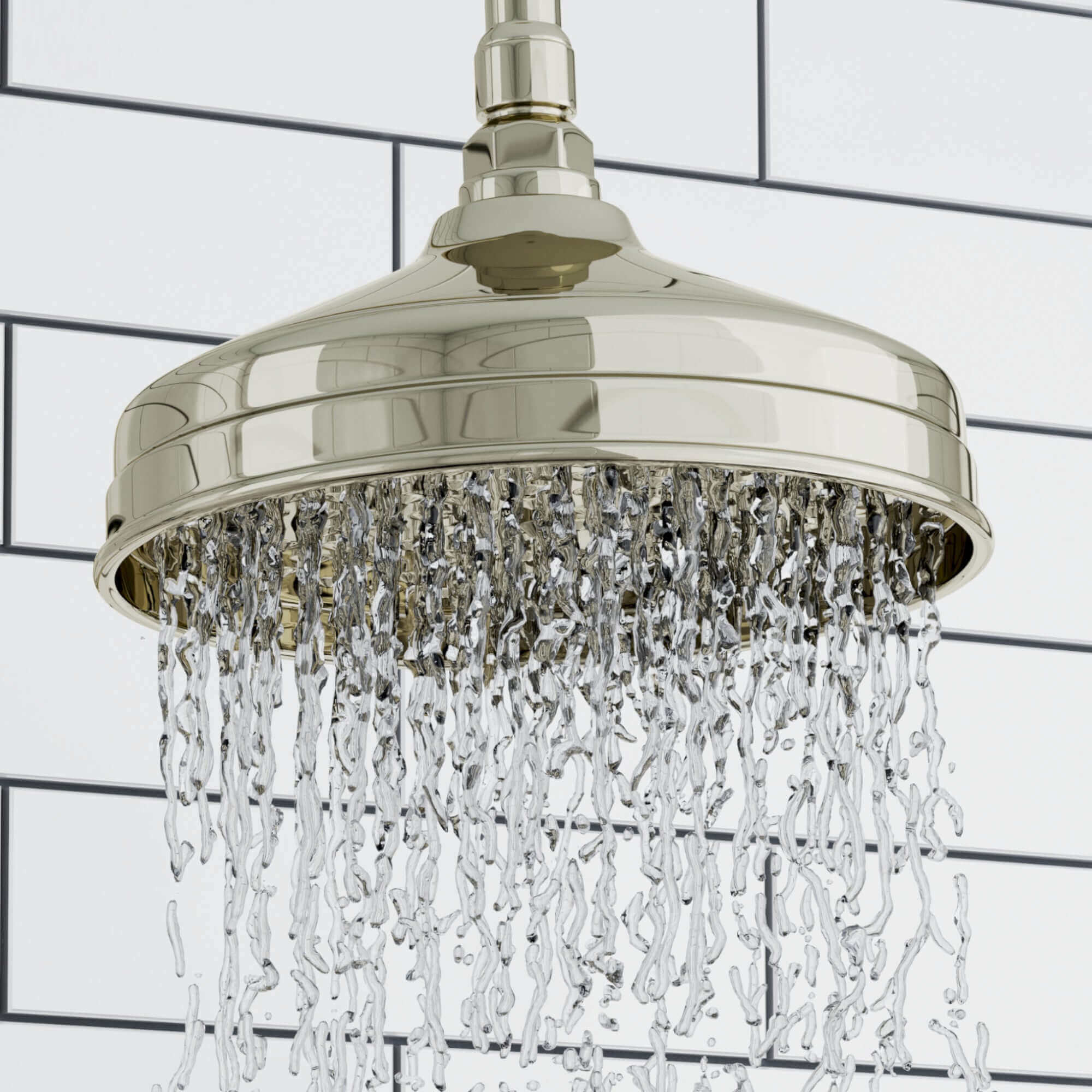 Traditional Wall Fixed Apron Brass Shower Head 8" With Shower Arm - Gold