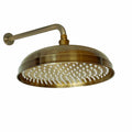 Traditional Wall Fixed Apron Brass Shower Head 12" With Shower Arm - Antique Brass