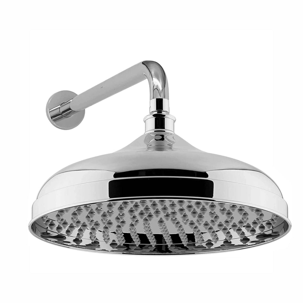 Traditional Wall Fixed Apron Brass Shower Head 12" With Shower Arm - Chrome