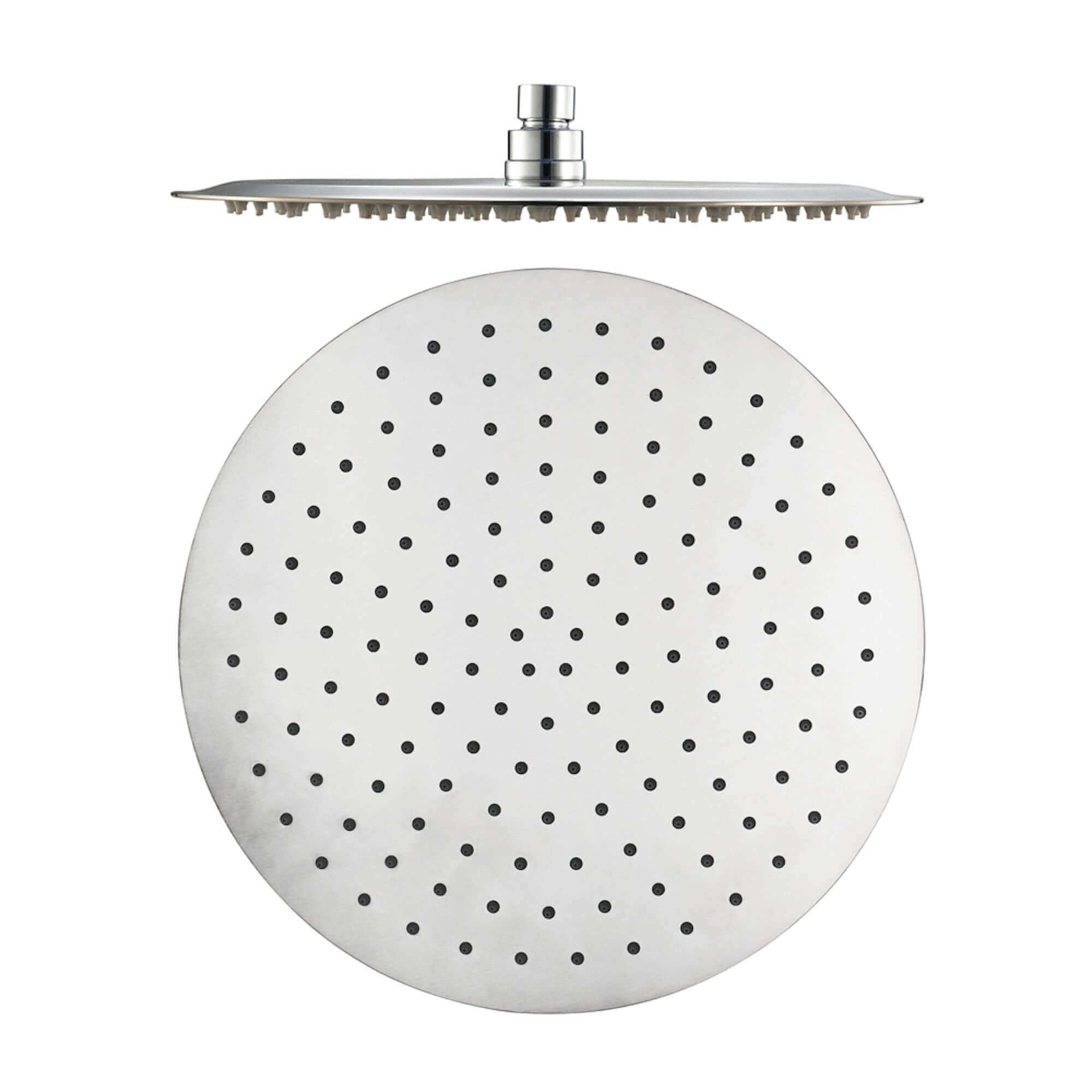 Contemporary Ceiling Fixed Round Ultra Slim Stainless Steel Shower Head 12" With 180mm Ceiling Shower Arm - Chrome