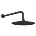 Contemporary Wall Fixed Round Ultra Slim Stainless Steel Shower Head 12" With Shower Arm - Matt Black