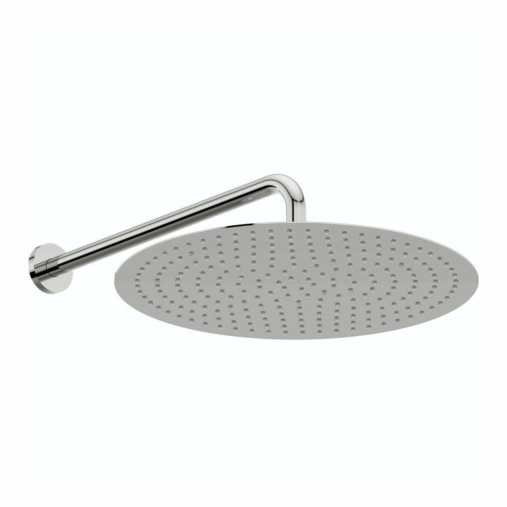 Contemporary Wall Fixed Round Ultra Slim Stainless Steel Shower Head 16" With Shower Arm - Chrome
