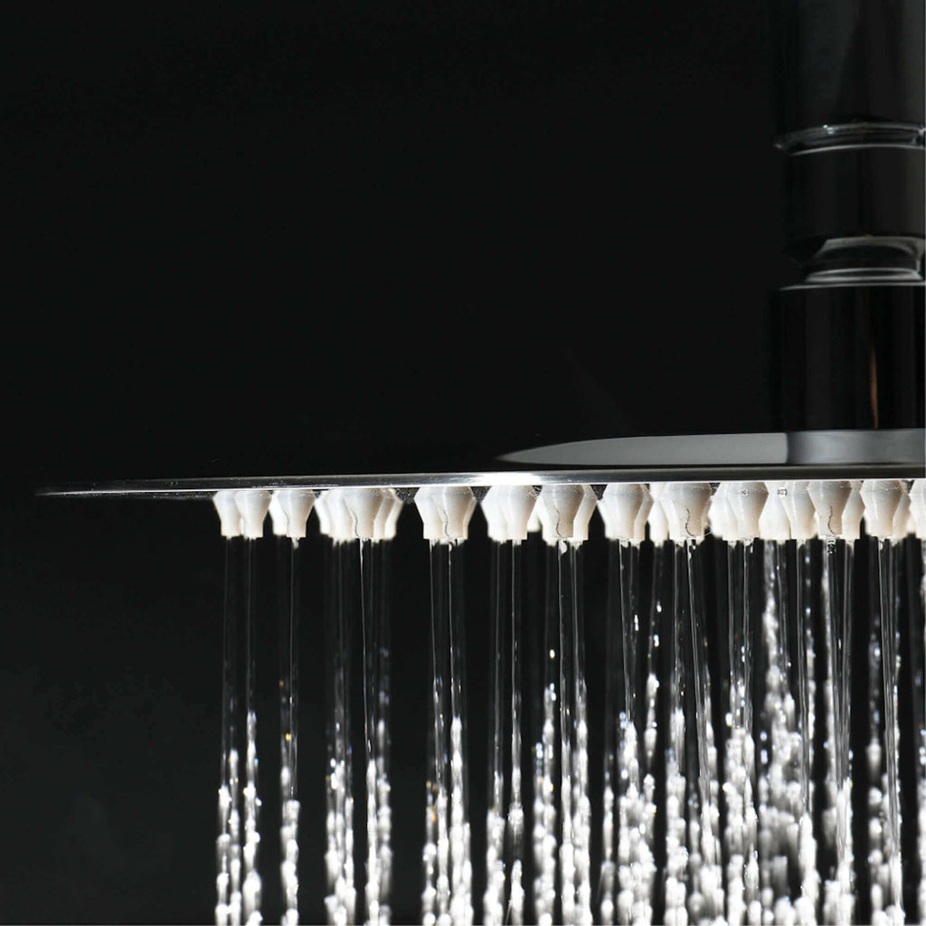 Contemporary Wall Fixed Round Ultra Slim Stainless Steel Shower Head 16" With Shower Arm - Chrome