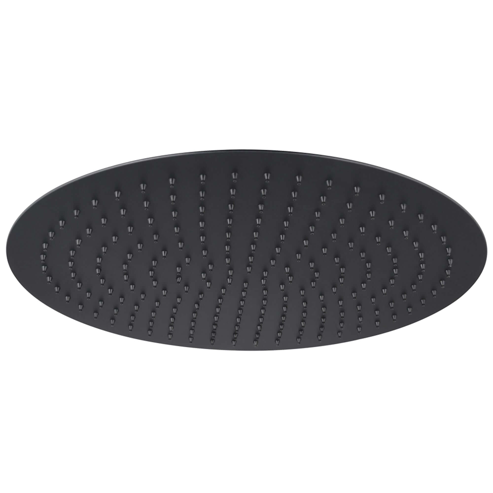 Contemporary Wall Fixed Round Ultra Slim Stainless Steel Shower Head 16" With Shower Arm - Matt Black