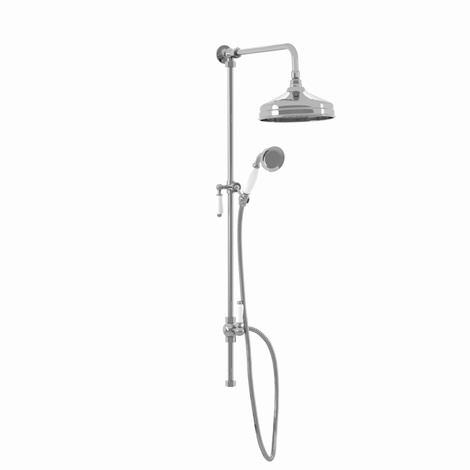 Downton traditional shower riser rail kit 2 outlet watercan head 200mm - chrome