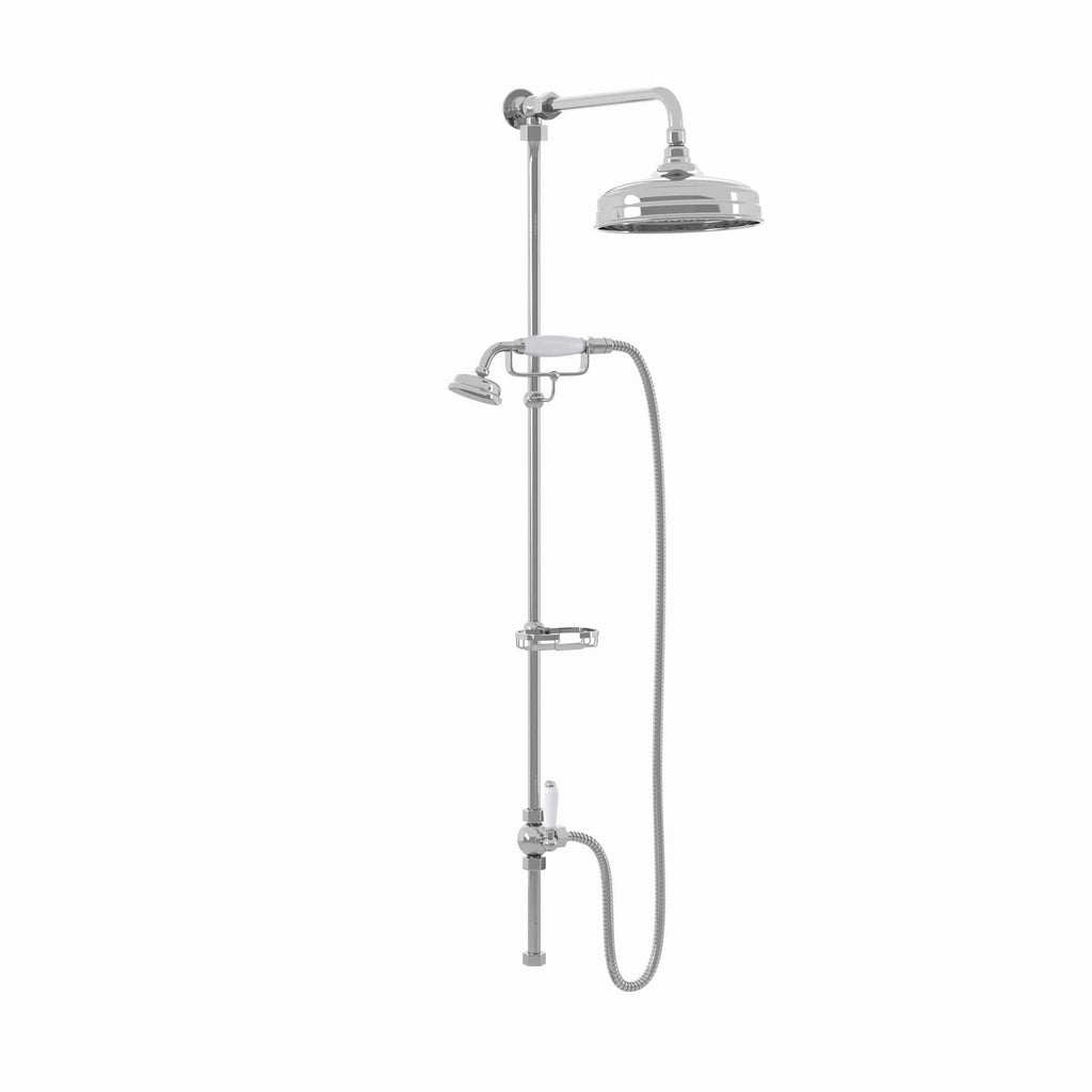 Downton traditional shower riser rail kit 2 outlet soap dish watercan head 200mm - chrome