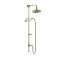 Downton traditional shower riser rail kit 2 outlet soap dish watercan head 200mm - antique brass
